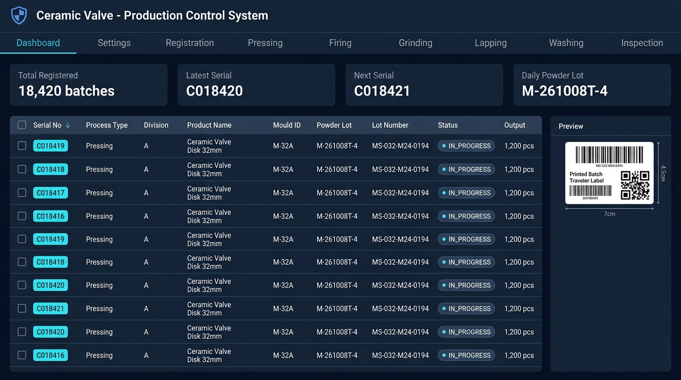 Production Control System Dashboard
